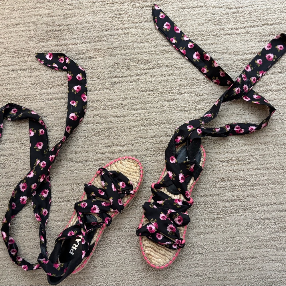 Prada Floral gladiator Sandal Espadrilles